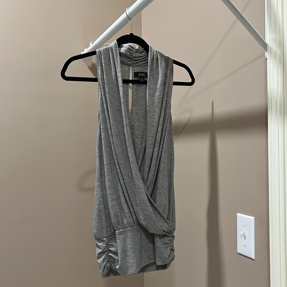 Ruched wrap top with halter neckline in soft jersey